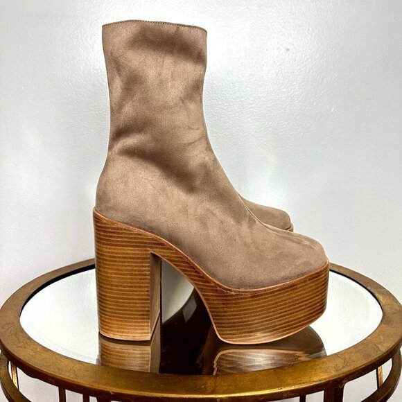 JEFFREY CAMPBELL Mexique Platform Bootie in Taupe Suede Tan Size US 9.5 - Picture 4 of 9